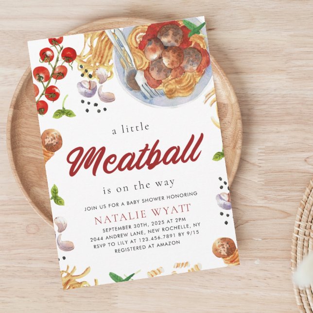 Invitation Watercolor Meatball Baby shower italien (Créateur téléchargé)
