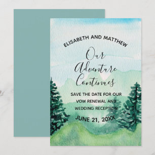 Invitation Watercolor Mountain Enregistrer la date
