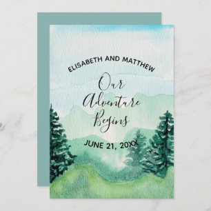 Invitation Watercolor Mountain Enregistrer la date