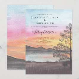 Invitation Watercolor Mountain Lake Vue sur le lac