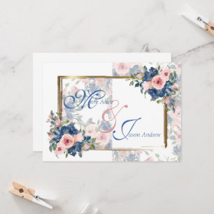 Invitation Watercolor Navy & Blush Mariage
