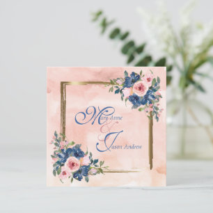 Invitation Watercolor Navy & Blush Mariage