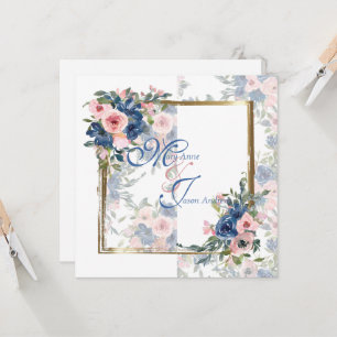 Invitation Watercolor Navy & Blush Mariage