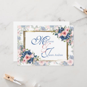 Invitation Watercolor Navy & Blush Mariage