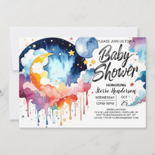 Invitation Watercolor Night Sky Baby shower