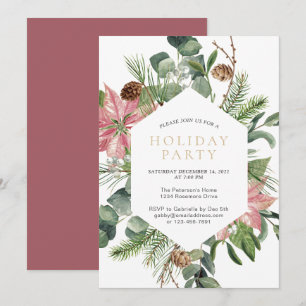 Invitation Watercolor Noël Wreath Gold Fête
