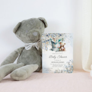 Invitation Watercolor Nursery Teddy Bear Baby shower