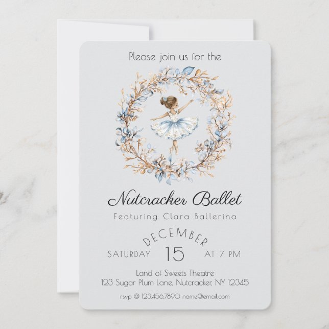 Invitation Watercolor Nutcracker Ballet Considérant (Devant)