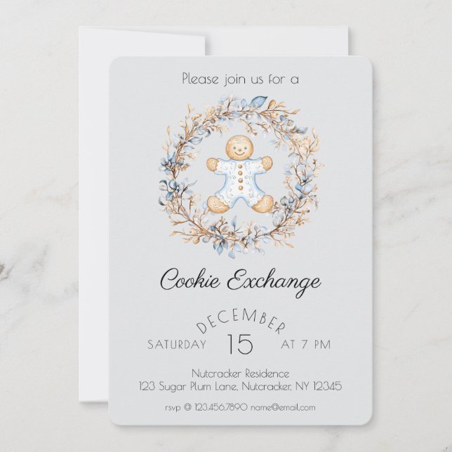 Invitation Watercolor Nutcracker Cookie Exchange Party (Devant)