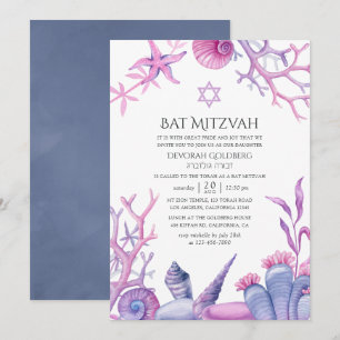 Invitation Watercolor Ocean Life Bat mitzvah