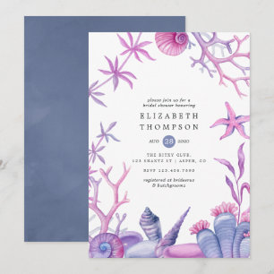 Invitation Watercolor Ocean Life Fête des mariées nautique