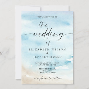 Invitation Watercolor Ocean Sea Summer Beach Mariage