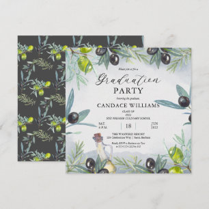 Invitation Watercolor Olive culinary School Graduation Party