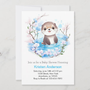 Invitation Watercolor Otter's Wonderland Boy Baby shower