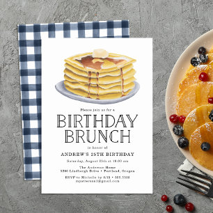 Invitation Watercolor Pancake Brunch fête d'anniversaire