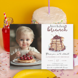 Invitation Watercolor Pancake Premier anniversaire Brunch Par