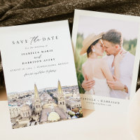 Watercolor Paros Grèce Skyline Enregistrer la date