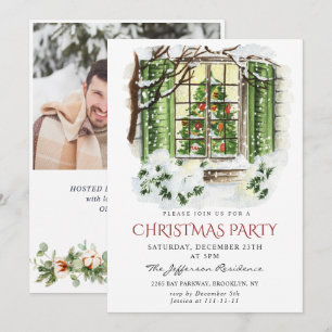Invitation Watercolor Pays Maison de vacances Noël