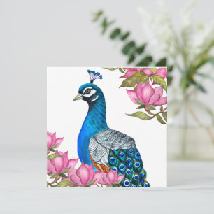 Invitation Watercolor peacock