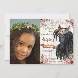 Invitation Watercolor Photo cheval d'anniversaire cowgirl