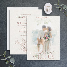 Invitation Watercolor Photo Masque Terracotta Floral