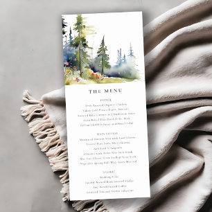 Invitation Watercolor Pine Forest Paysage Menu Mariage