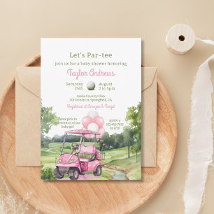 Invitation Watercolor Pink Golf Baby shower