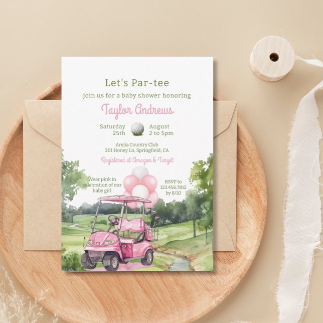 Invitation Watercolor Pink Golf Baby shower (Créateur téléchargé)