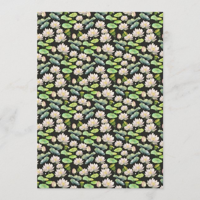 Invitation Watercolor Pink Lotus Seamless Pattern (Devant)