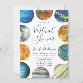 Invitation Watercolor Planètes Baby shower virtuel