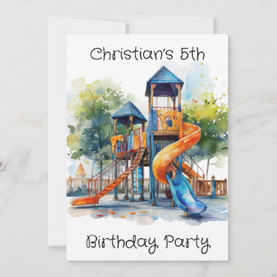 Invitation Watercolor Playground Park Fête d'anniversaire des