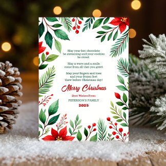 Invitation Watercolor Poinsettia Christmas Greeting Card