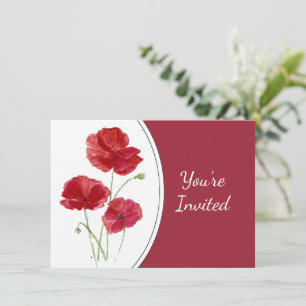 Invitation Watercolor Poppy Garden Flower Floral