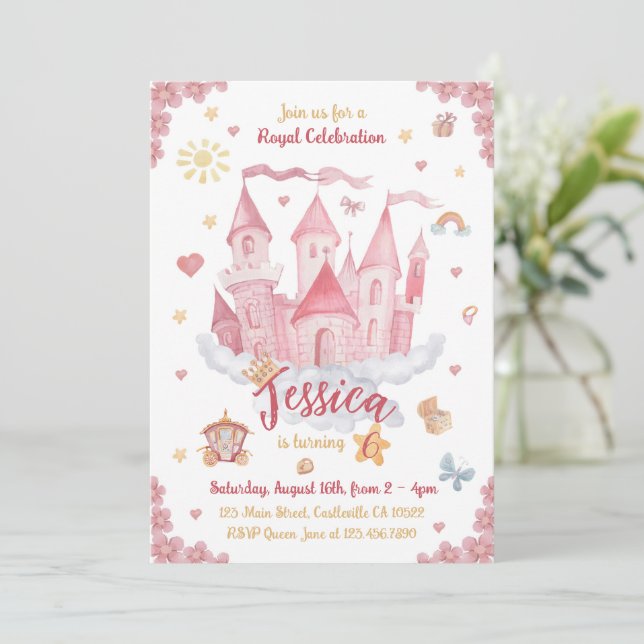 Invitation Watercolor Princess Castle (Debout devant)