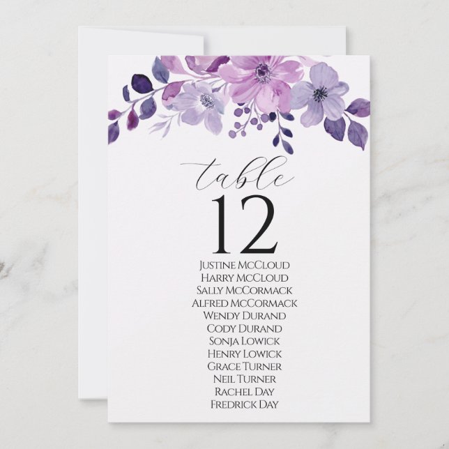 Invitation Watercolor purple flower bouquet (Devant)