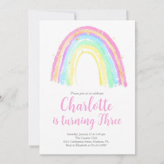 Invitation Watercolor Rainbow fête d'anniversaire