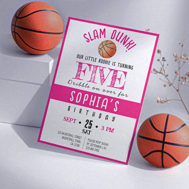 Invitation Watercolor Rookie Basketball Girl Anniversaire (Créateur téléchargé)