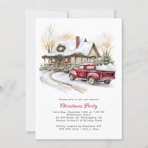 Invitation Watercolor Rustic Country Christmas Party