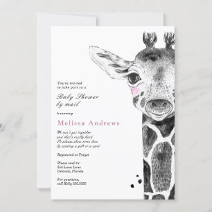 Invitation Watercolor Safari Giraffe Baby shower par la poste