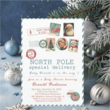 Watercolor Santa BabyNorth pole Baby Shower mom-to
