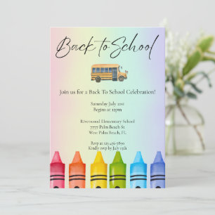 Invitation Watercolor School Bus Arc-en-ciel Retour à l'école