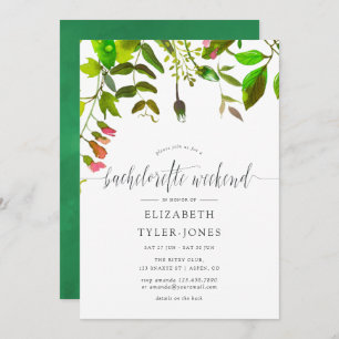 Invitation Watercolor Spring Foliing Bachelorette Week-end