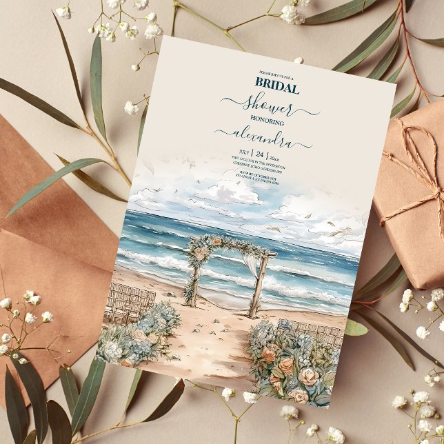 Invitation Watercolor Summer Ocean Beach Mariage (Créateur téléchargé)