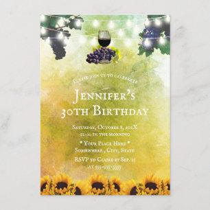Invitation Watercolor Sunflower Vineyard Vine 30e anniversair