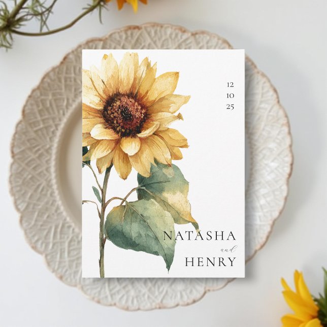 Invitation Watercolor Sunflower Wedding Rustic Boho Yellow  (Créateur téléchargé)