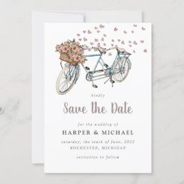 Invitation Watercolor Tandem vélo enregistrer la date