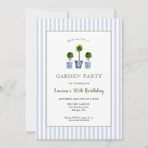 Invitation Watercolor Topiaries Jardin fête d'anniversaire