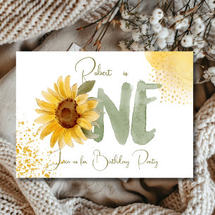 Invitation Watercolor tournesol premier anniversaire Invitati