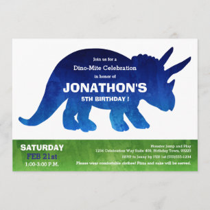 Invitation Watercolor Triceratops Dinosaur fête d'anniversair