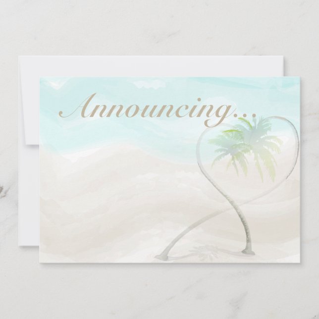 Invitation Watercolor Tropical Beach Mariage Annouement (Devant)